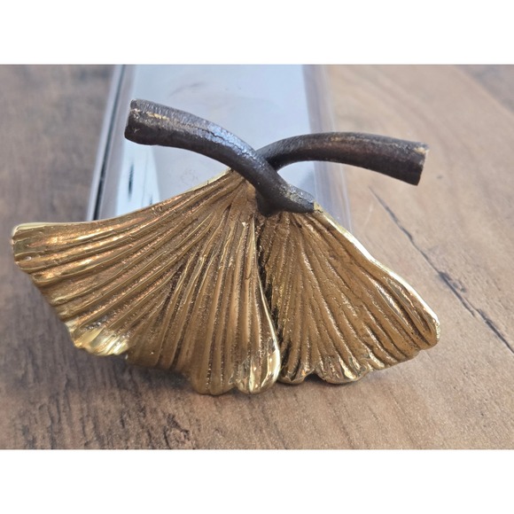 Michael Aram Golden Ginkgo Macaron Cracker Dish Stainless Steel Brass - Picture 6 of 11